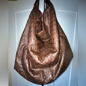 Laura Di Maggio 100% Genuine leather Elegant Brown Textured Hobo Bag w/ dust bag